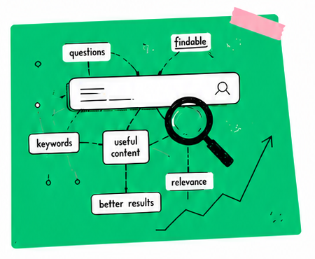 Search questions and useful content connecting to relevance and better results
